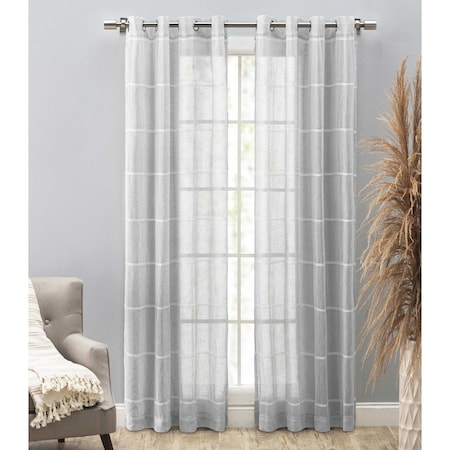 Horizon Stripe Textured Semi-Sheer Grommet Curtain Panel